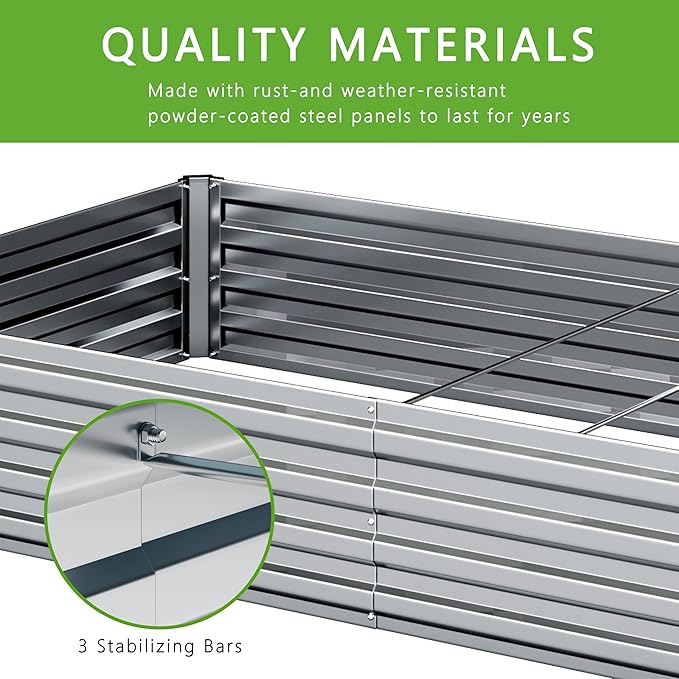 2PCS 8x4x1FT Galvanized Raised Garden Bed Kit, Vegetable Boxes-Rectangle Metal - Image 4