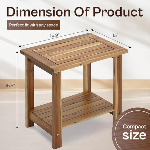 2-Tier Adirondack Side Table – Weather Resistant Wooden End Table, Rectangular - Image 2