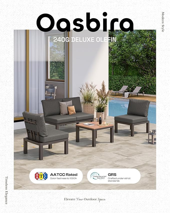 Aluminum Modular Outdoor Patio Furniture Set, 6 Seats Sectional Sofa Set - Image 7