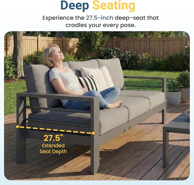 Wisteria Lane Aluminum Outdoor Patio Furniture Set, Modern Patio Conversation - Image 5