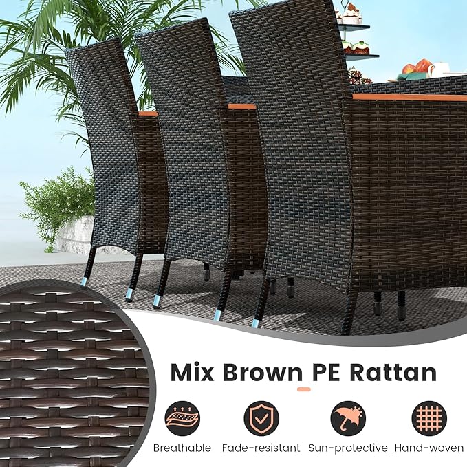 Tangkula 11 Pieces Rattan Outdoor Dining Set - Image 5