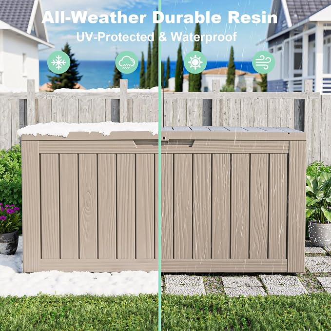 EasyUp 90 Gallon Outdoor Deck Box Waterproof, UV Resistant Resin Outdoor - Image 5