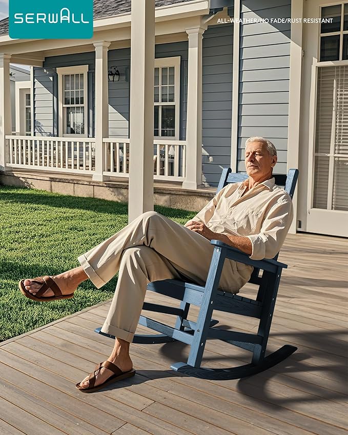 SERWALL HDPE Outdoor Rocking Chair Set of 6, Patio Rocking Chairs - Image 2