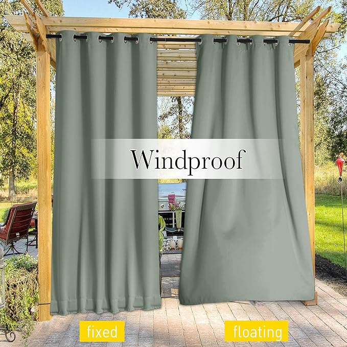 NICETOWN Outdoor Curtains for Patio Waterproof 108 inches Long 2 Panels - Image 4