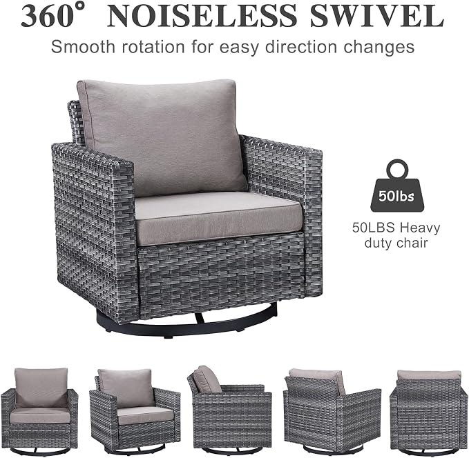 Belord Wicker Patio Furniture 5 Piece Outdoor Sofa Set, Oversize Outdoor Swivel - Image 4