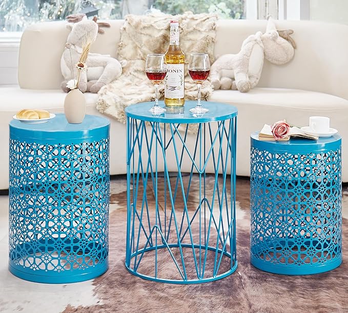 HFHOME Set of 3 Heavy-Duty Round End Table, Side Table, Coffee Table - Image 3