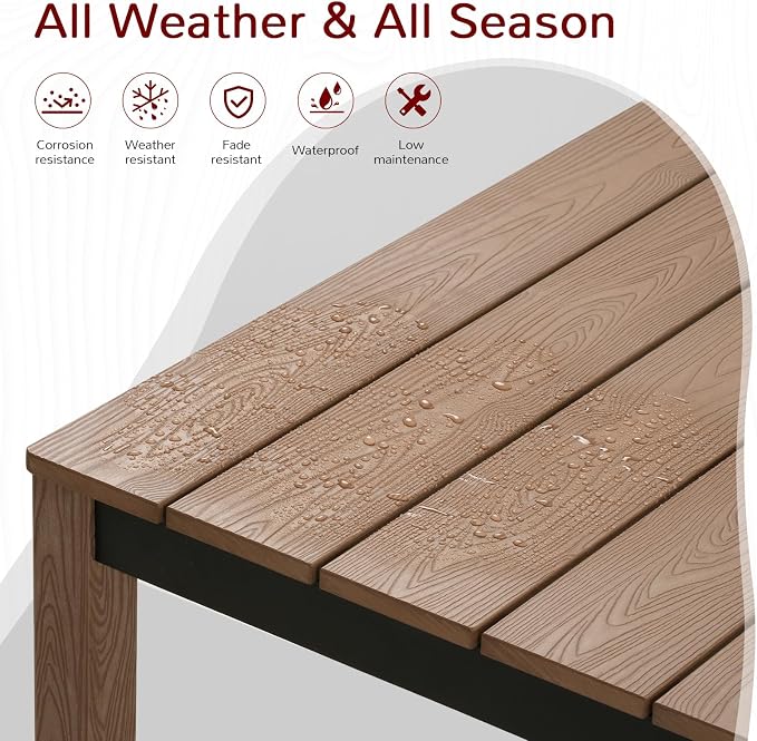 Stoog 63" All-Weather Patio Dining Table, HIPS Waterproof Tabletop - Image 3