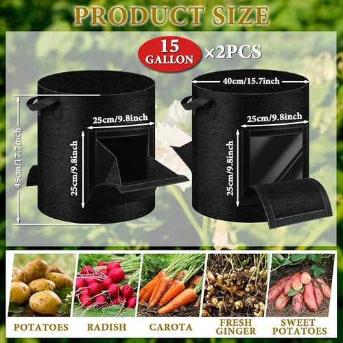 2 Pack 15 Gallon Potato Grow Bags - Image 2