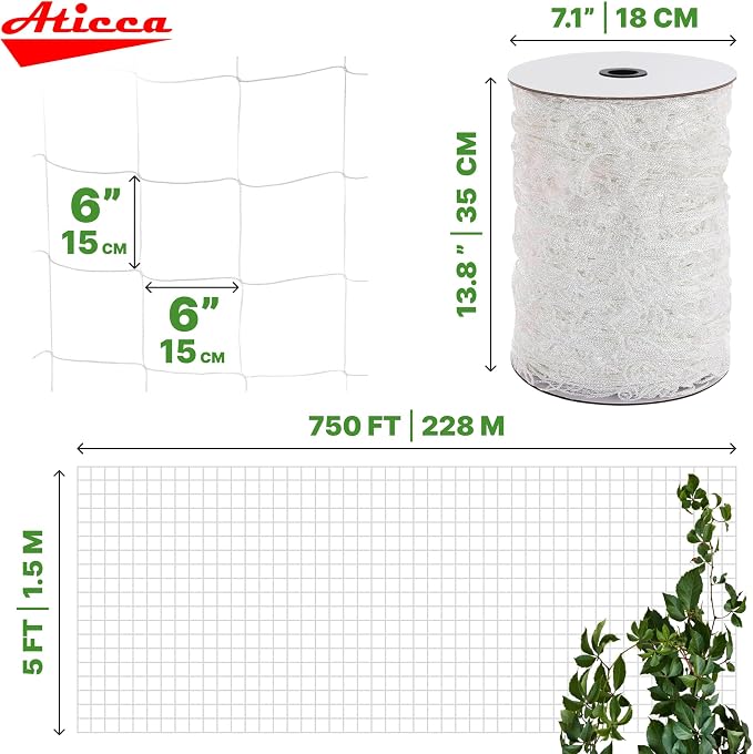 Trellis Netting 5 x 750 ft Heavy Duty Polyester Plant Support Netting White - Image 2