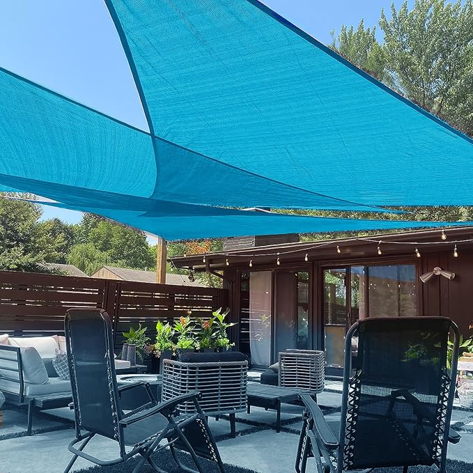 LOVE STORY Custom Size 14'x16'x16' Turquoise Blue Sun Shade Sail Triangle by LOVESTORY