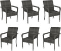 Yaheetech Set of 6 Stackable Outdoor Rattan Dining Chairs, All-Weather Armchair by Yaheetech