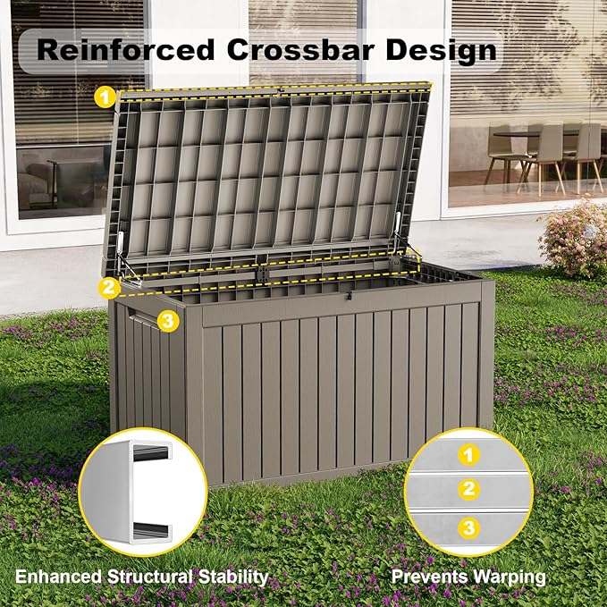 280 Gallon Outdoor Deck Box, Lockable Waterproof Outdoor Storage Boxes - Image 4