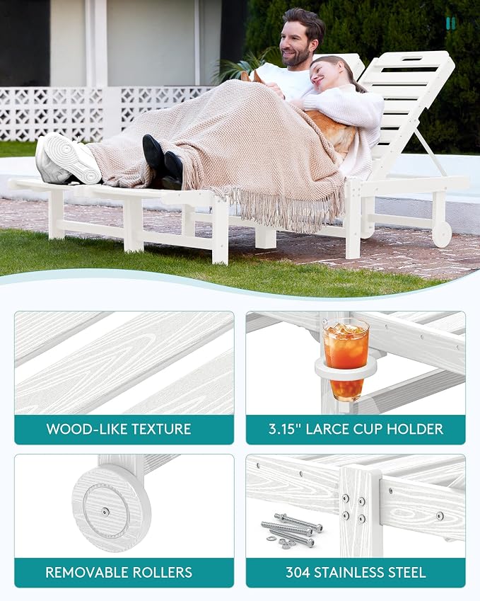 SERWALL Outdoor Chaise Lounge Chair, Pool Lounge Chair - Image 6