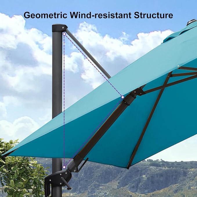 PURPLE LEAF 10' X 10' Left-right Tilting Patio Umbrella Outdoor Cantilever - Image 9