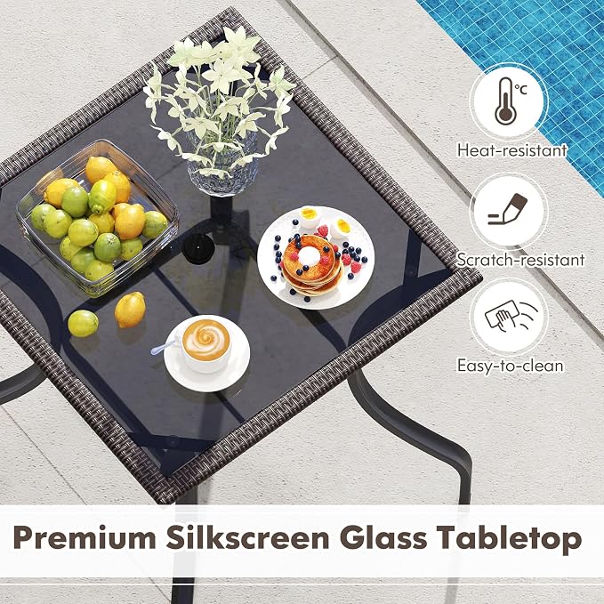 Tangkula Bistro Bar Table, 28.5" Square Bar Height Bistro Table w/ 2" Umbrella - Image 6
