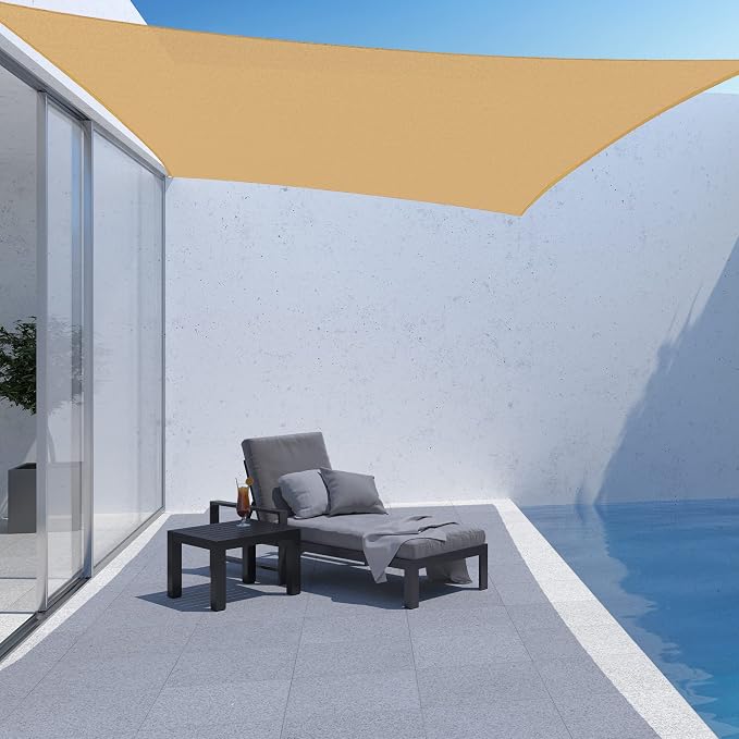 AsterOutdoor Sun Shade Sail Rectangle 10' x 10' UV Block Canopy - Image 5