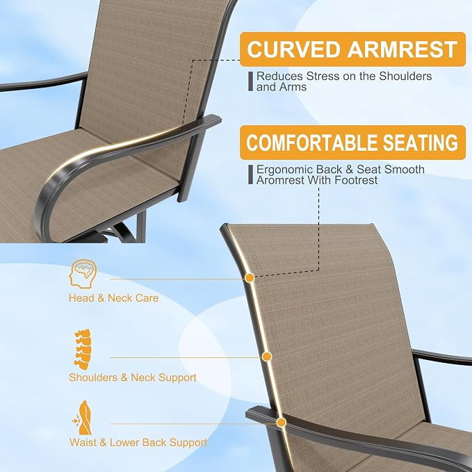 GarveeLife 4 Piece Outdoor Swivel Bar Chairs, Patio High Swivel Bar Stools - Image 5