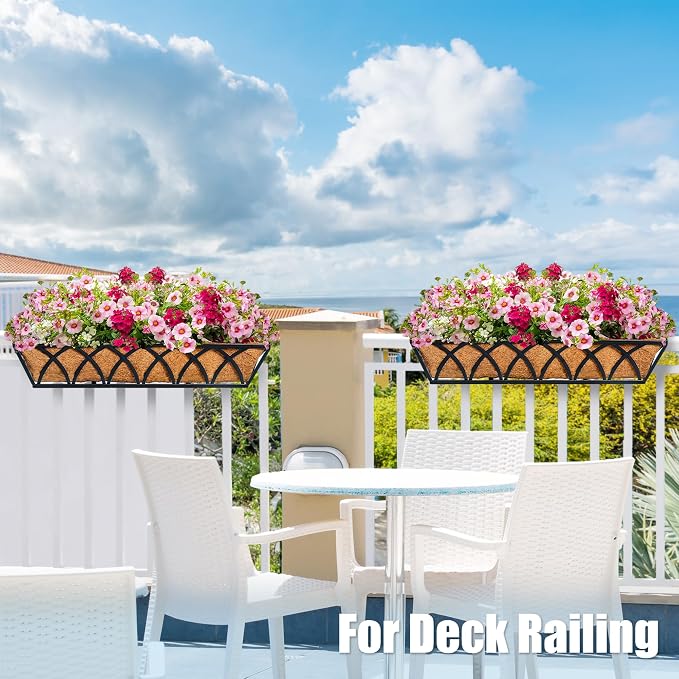 6pcs 24 Inch Window Deck with Coco Liner, Metal Hanging Flower Planter Window - Image 6