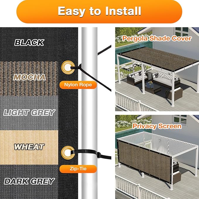 Artpuch Outdoor Pergola Shade Cover 4x17 FT Sun Shade Cloth - Image 5