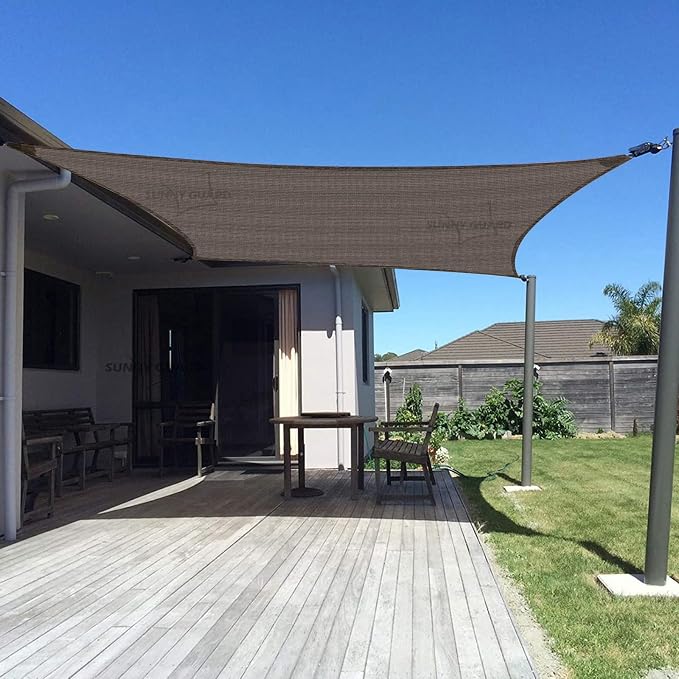 SUNNY GUARD Custom Size 19'x26' Rectangle Brown UV Block Sunshade by SUNNYGUARD