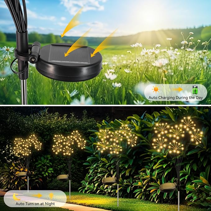 Solar Garden Lights 6 Pack Waterproof Swaying Starburst Light Solar Outdoor - Image 5