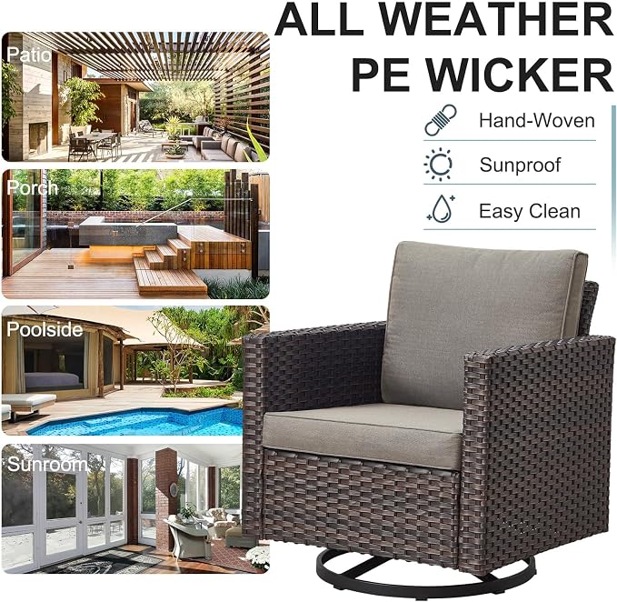 Belord Wicker Patio Furniture 5 Piece Outdoor Sofa Set, Oversize Outdoor Swivel - Image 7