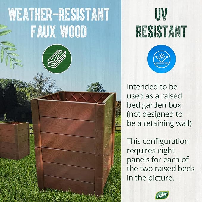 Dalen Modular Raised Bed Garden – Faux Wood – 8 Panel Starter Pack – Makes - Image 2