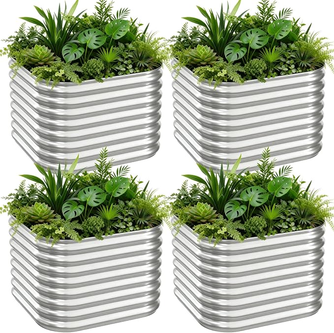 4 PCS Galvanized Raised Garden Bed Outdoor, Metal Garden Bed - Image 8