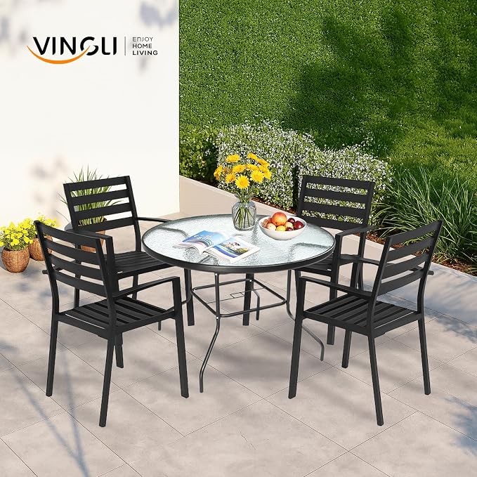 VINGLI Round Patio Table with Umbrella Hole - Image 2
