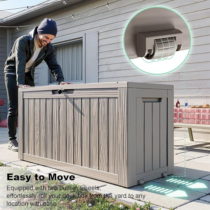 76 Gallon Outdoor Deck Box, Lockable Waterproof Outdoor Storage Boxes - Image 3