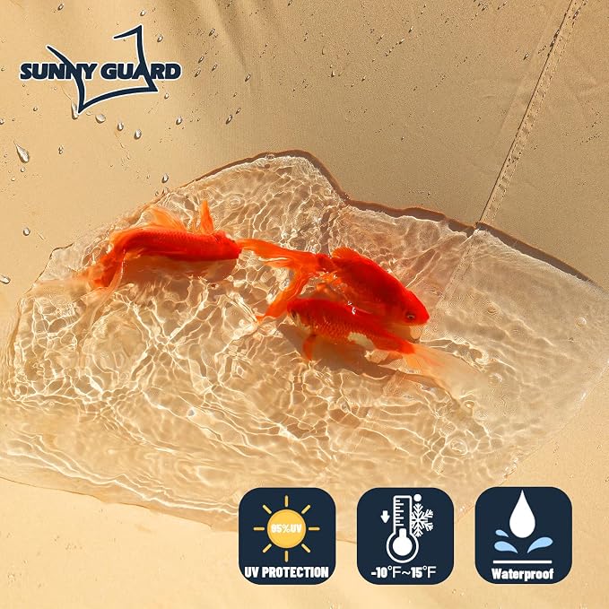 SUNNY GUARD Waterproof Sun Shade Sail 12'x15'x19.2' Sand Right Triangle UV - Image 3