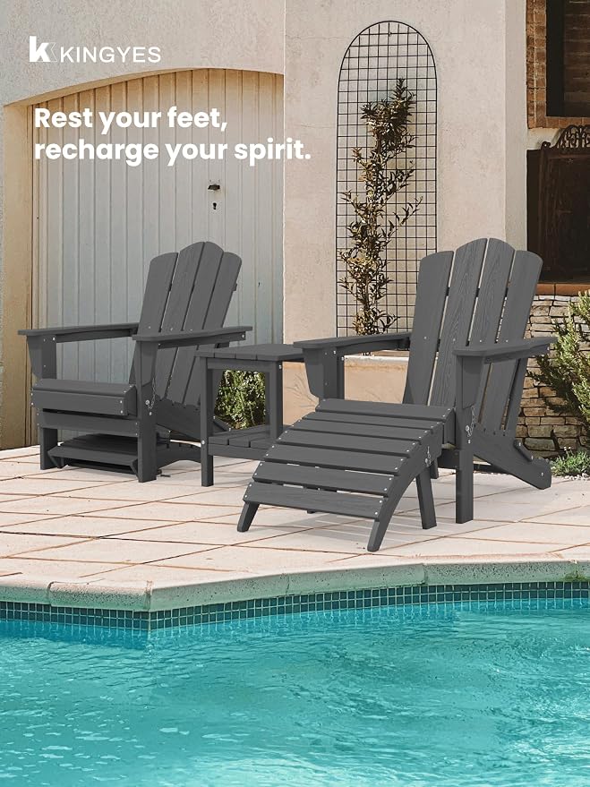 KINGYES Folding Adirondack Ottoman Set of 2 - Image 5