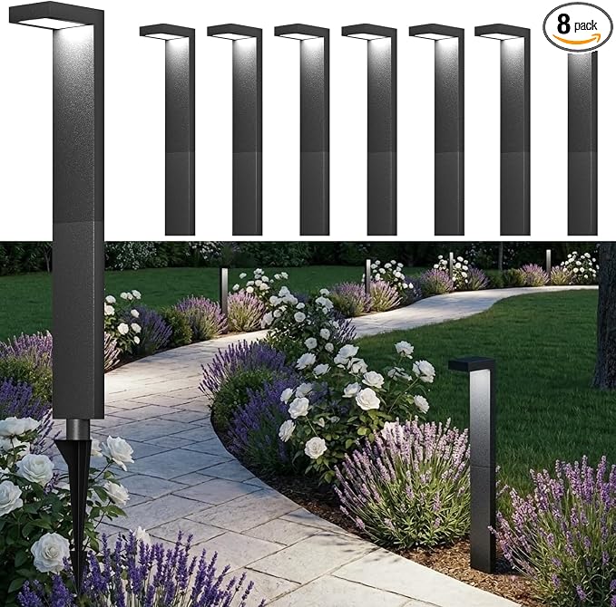 Low Voltage Landscape Lights, 8 Pack Outdoor LED Pathway Light, Wired Path by Lawyettle