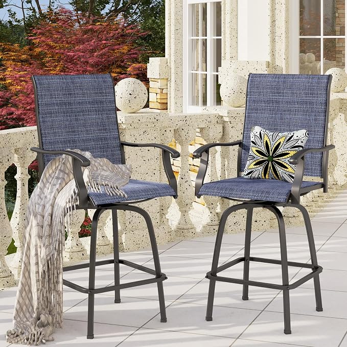 PHI VILLA Outdoor Swivel Bar Stools Set of 4, Bar Height Patio Stools & Chairs - Image 2