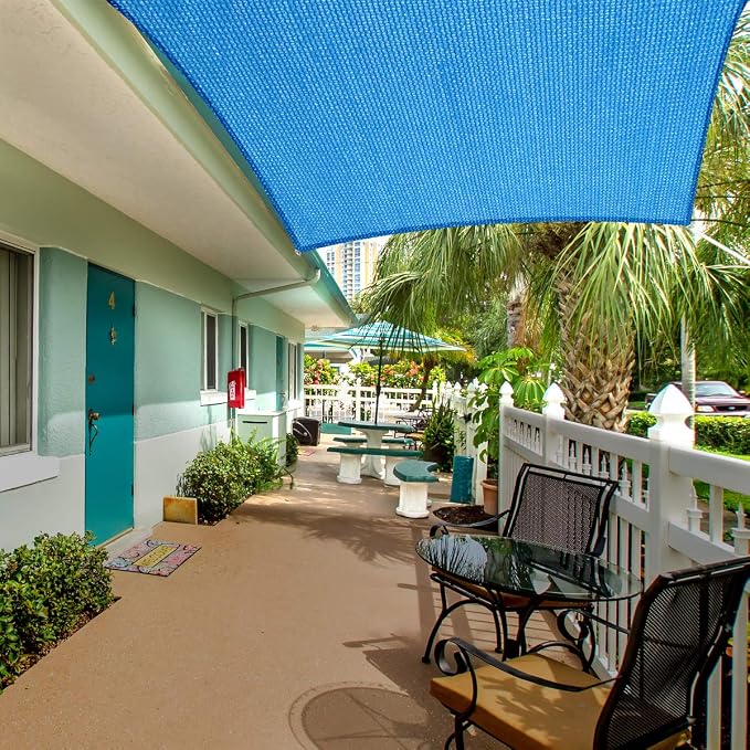 Eden's Decor Straight Flat-Edged Sun Shade Sail Rectangular 6' x 17' Blue - Image 5