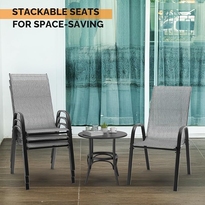 VINGLI Patio Chairs Set of 8 – Stackable Outdoor Dining Chairs - Image 9