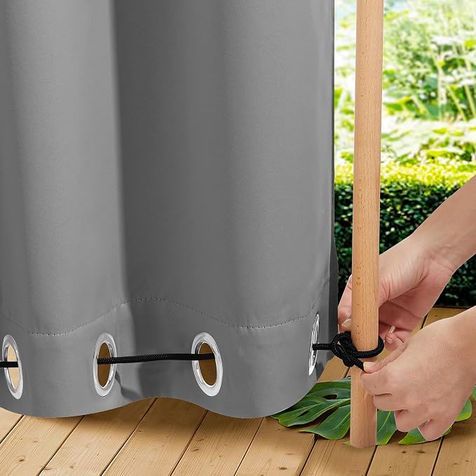 NICETOWN 2 Panels Waterproof Outdoor Curtains Fixed Grommet & Back Tab on Top & by NICETOWN