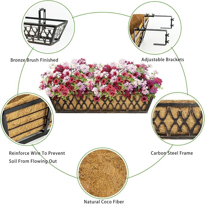 4 Pack 30 Inch Window Boxes Planters Railing Planter Box - Image 3