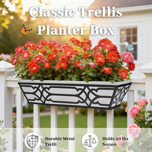 2 Pack 24 Inch Railing Boxes Planter - Image 2