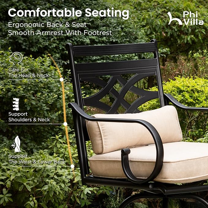 PHI VILLA Outdoor Swivel Bar Stools Set of 4，Patio Counter Height Bar Chairs - Image 4