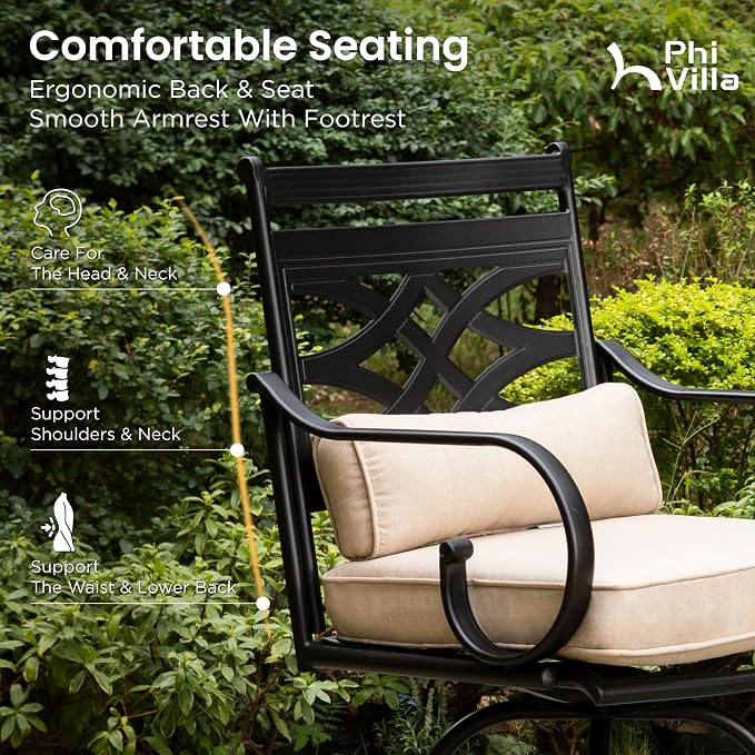 PHI VILLA 5 Pieces Patio Bar Set, Outdoor Bar Table and Chairs Set, Strong and - Image 6