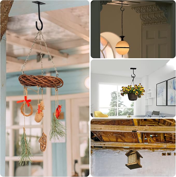 2Pcs 2.5in Ceiling Hooks for Hanging Plants Black - Image 5
