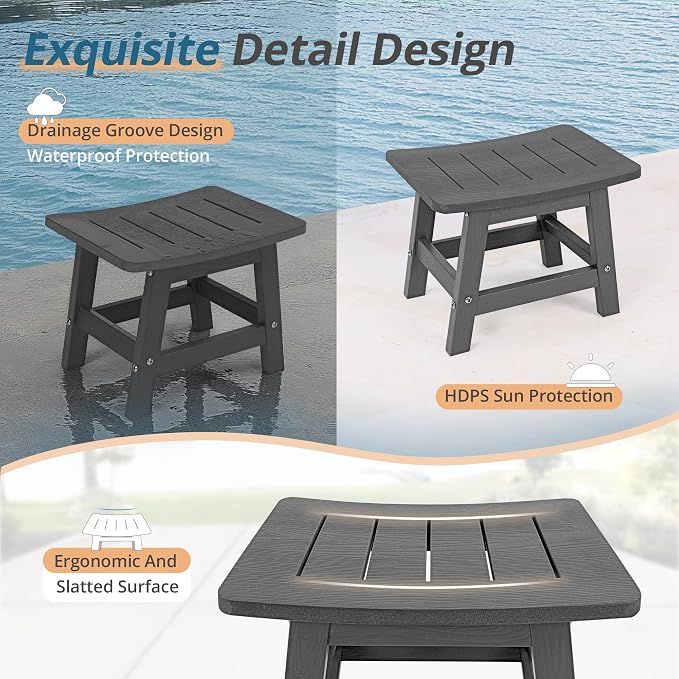 LUE BONA Outdoor Adirondack Ottomans, Footrest Footstool Set of 2, Outdoor Foot - Image 5