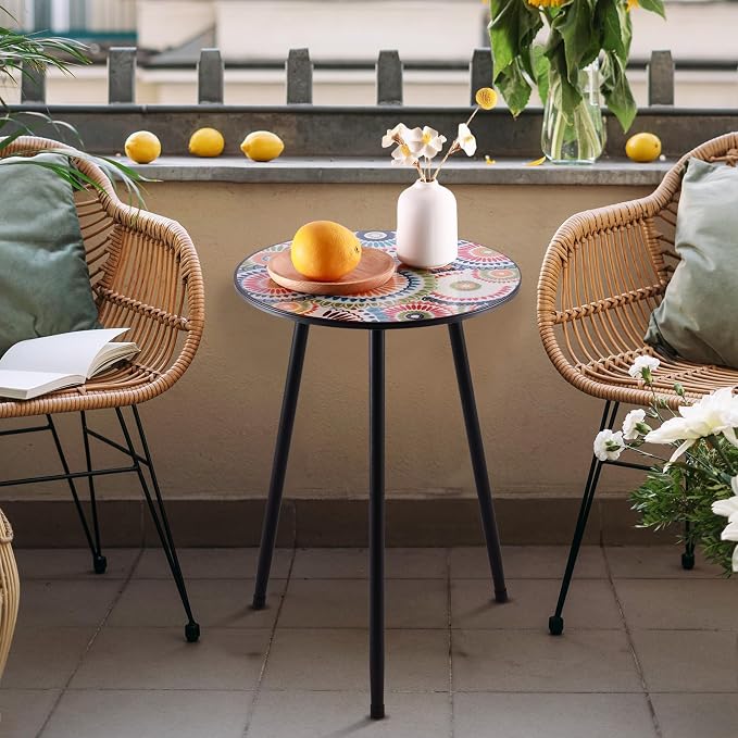 1 Pack Metal Outdoor Side Table Small Outside Round End Table - Image 5