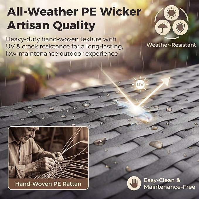 NICESOUL Outdoor Sofa Set of 8, Deep Seating Extra Large Patio Conversation Set - Image 7