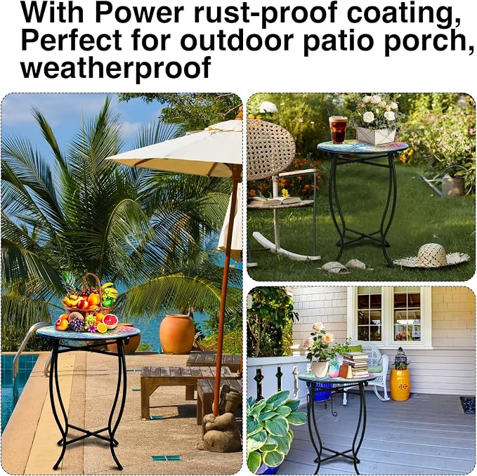 Fashion&cool Outdoor Side Tables, Weather Resistant Metal End Table Side Table - Image 5