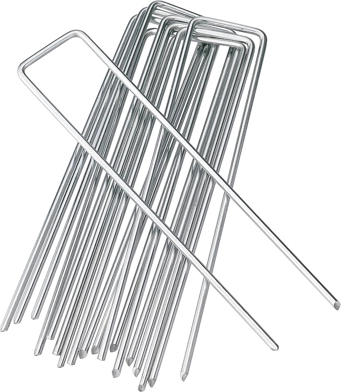 6 Inches Heavy Duty Galvanized Steel Garden Stakes Staples Securing Pegs by Sweecomb