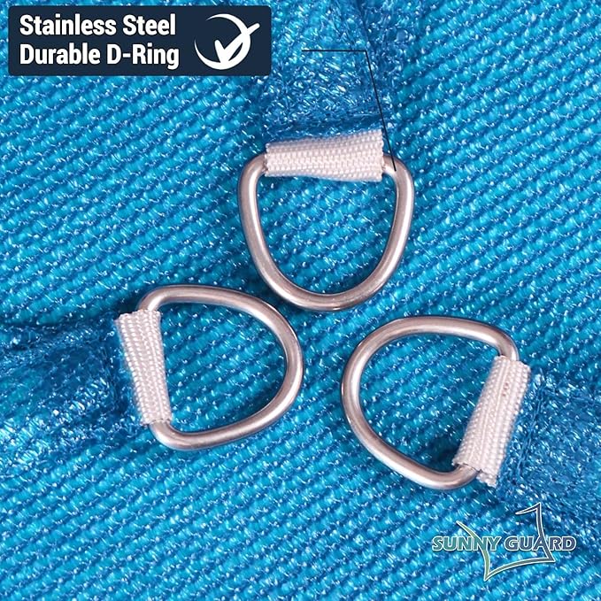 SUNNY GUARD Custom Size 8'x8' Turquoise Blue Sun Shade Sail Rectangle UV Block - Image 6