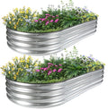 JERIA 2 Pcs 6×3×1ft Oval Raised Garden Bed, Galvanized Raised Garden Bed Kit by JERIA
