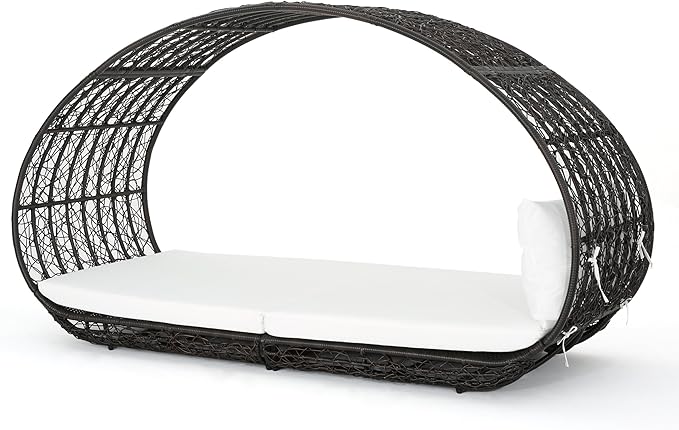 GDFStudio Bedford Outdoor Wicker Overhead Canopy Daybed w/Water Resistant by GDFStudio